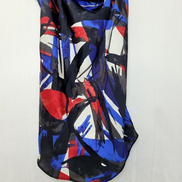 Michael Michael Kors Multicolor Abstract Drape Front Sheer Top Size Small - Picture 3 of 6